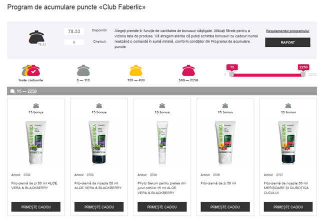 Club Faberlic puncte bonus